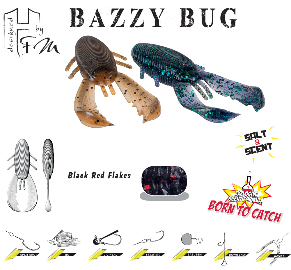 BAZZY BUG 3.2 8cm Black Red Flakes