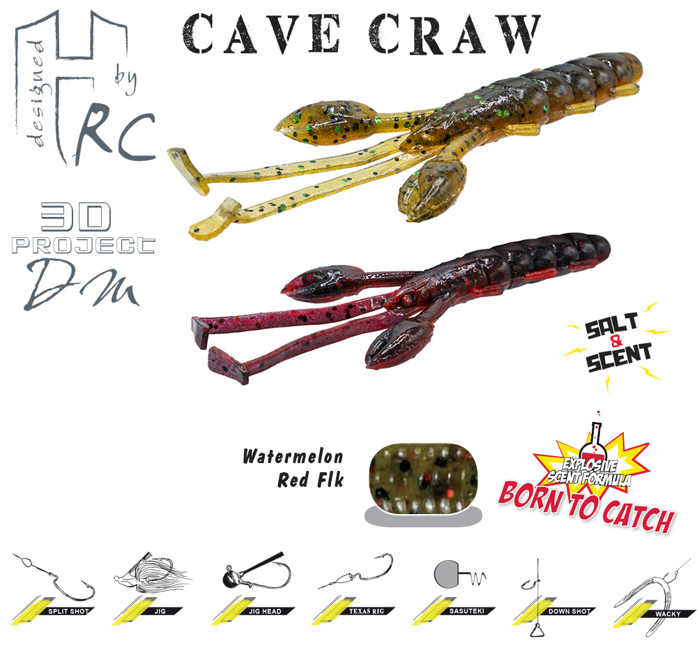 CAVE CRAW 3.8 9.6cm Watermelon Red Flakes