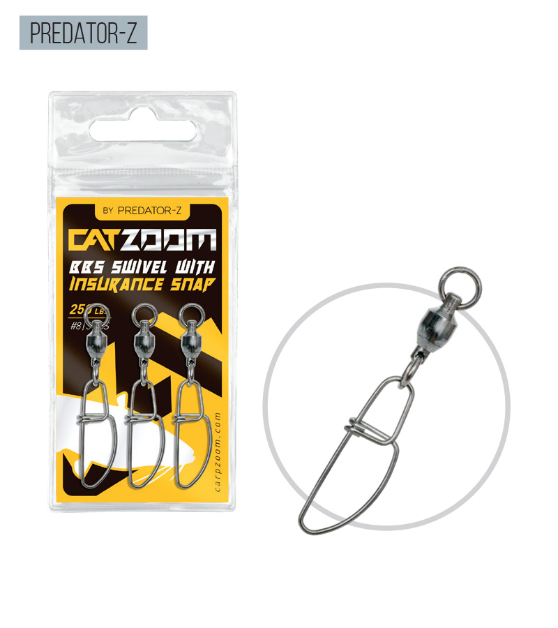 AGRAFA CU VARTEJ PREDATOR-Z CATZOOM BBS SWIVEL INSURANCE SNAP 250lbs #4