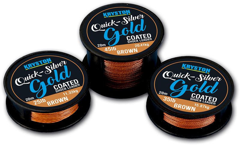FIR QUICKSILVER GOLD COATED SHOCK LEADER 20m 25lb Gravel Brown