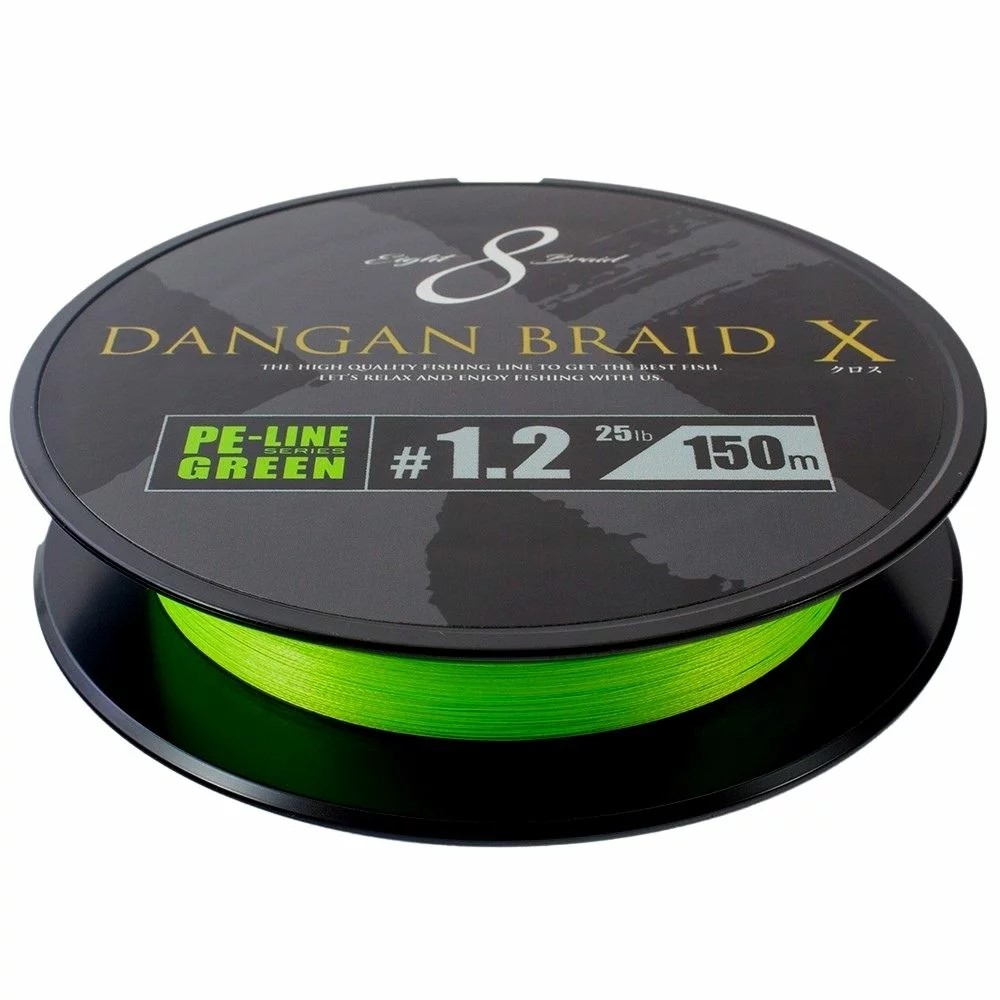FIR TEXTIL MAJOR CRAFT DANGAN BRAID X 8X 150m #1.2 25lb Fluo Green