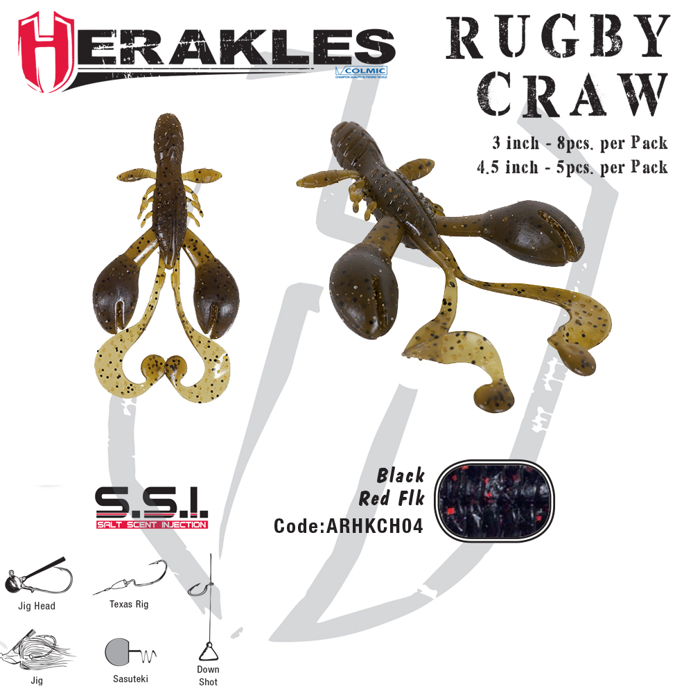 GRUB RUGBY CRAW 4.5 11.4cm BLACK RED FLK
