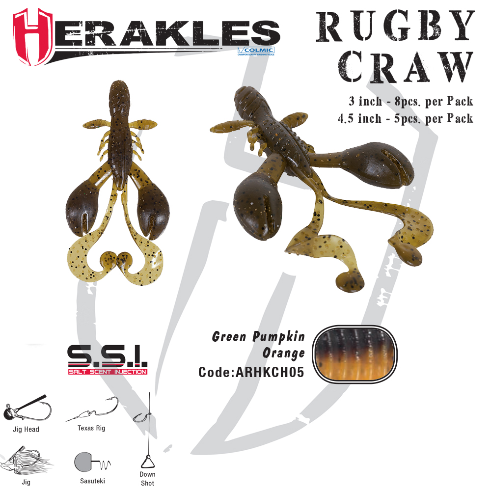 GRUB RUGBY CRAW 4.5 11.4cm GREEN PUMPKIN ORANGE