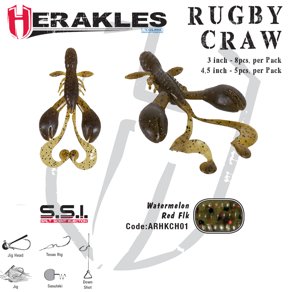 GRUB RUGBY CRAW 4.5 11.4cm WATERMELON RED FLK