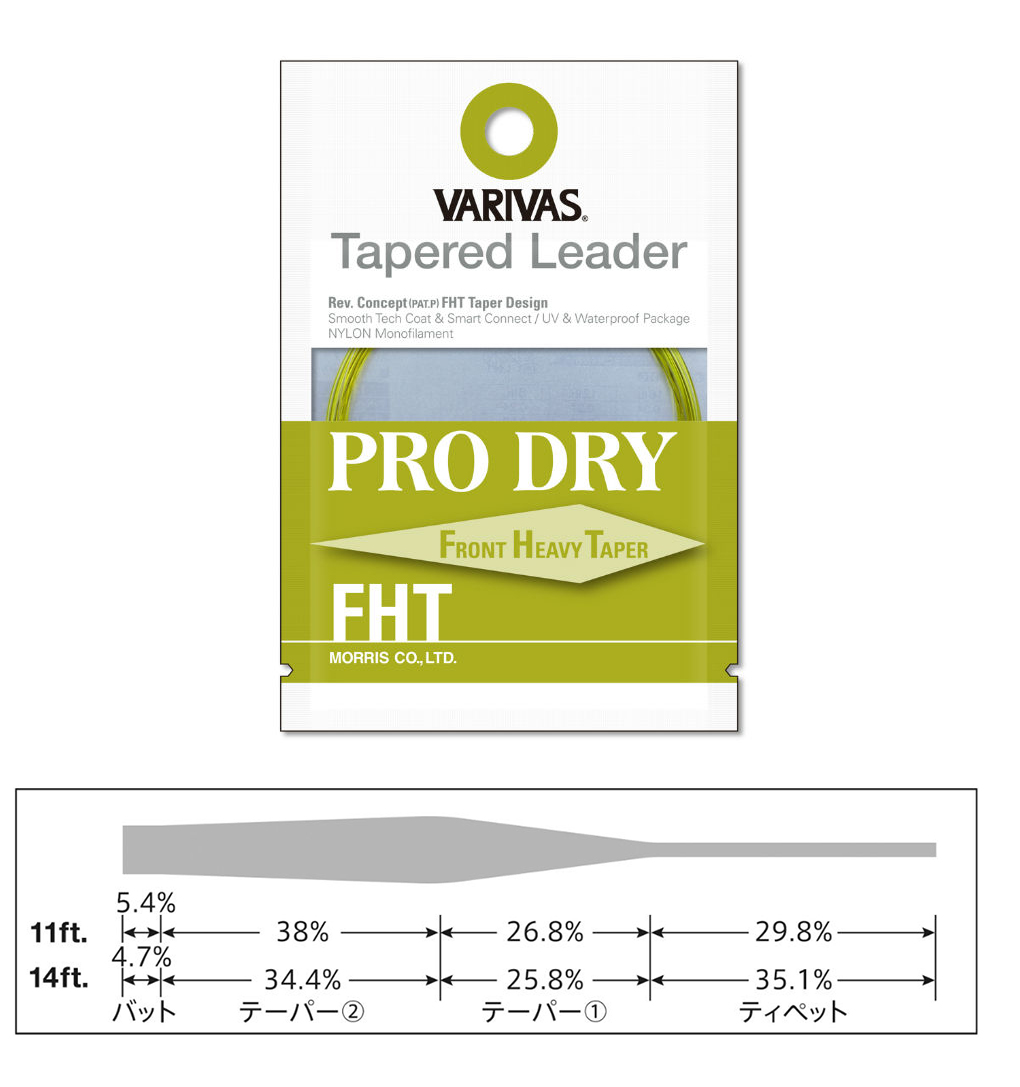 INAINTAS FLY TAPERED LEADER PRO DRY FHT 4X 11ft 0.165mm-0.42mm
