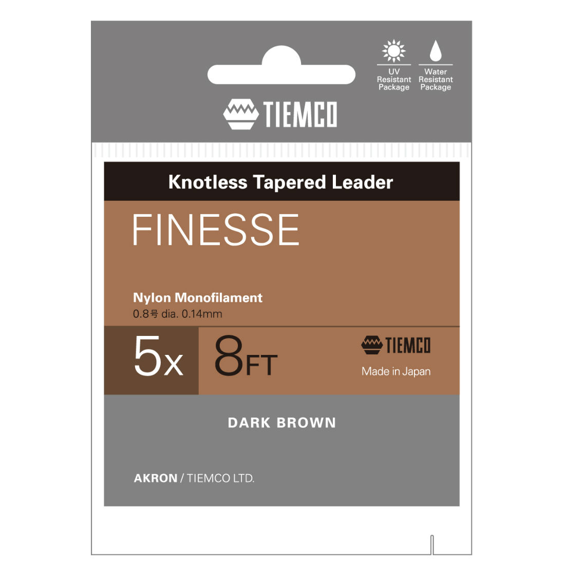 INAINTAS FLY TIEMCO FINESSE TAPERED LEADER 8ft 5X
