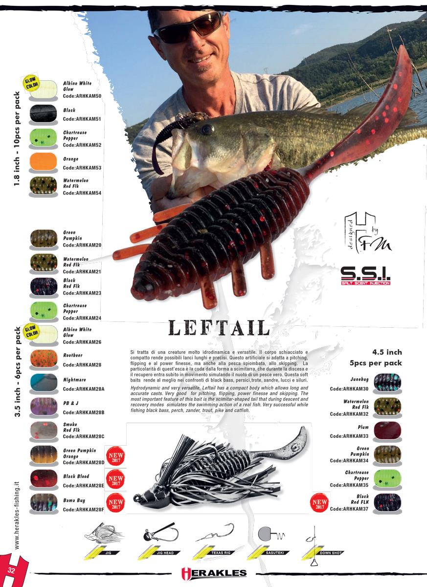 LEFTAIL 3.5 8.9cm PUMPKIN / GREEN-RED FLK