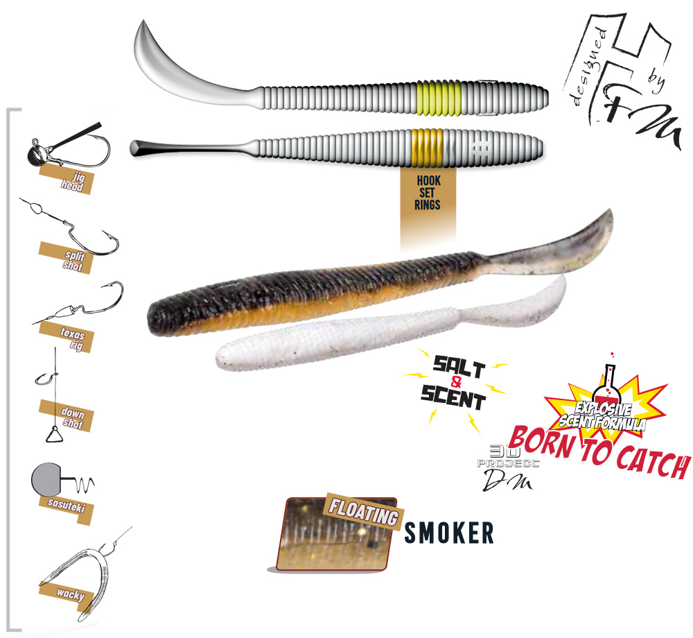 LEFTAIL WORM 3.4 8.6cm FLOATING Smoker