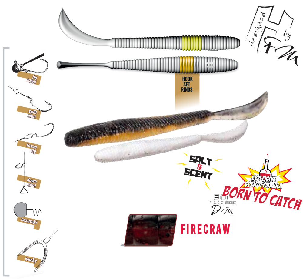 LEFTAIL WORM 4.8 12cm Fire Craw