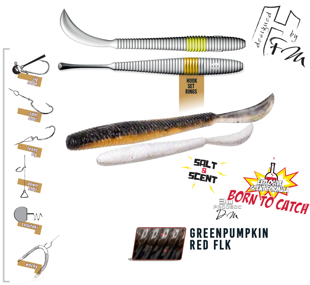 LEFTAIL WORM 4.8 12cm Greenpumkin Red Flakes