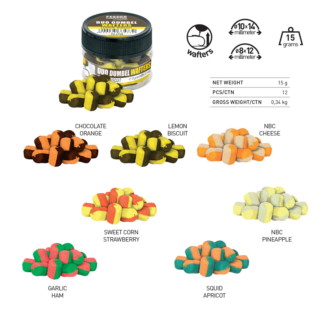 WAFTERS DUO DUMBEL 10x14mm 15gr Squid-Apricot